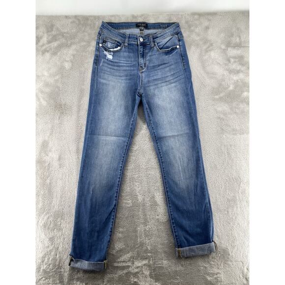 Judy Blue Distressed Straight Leg Jeans Women’s Size 28 Medium Wash Denim - Picture 2 of 5